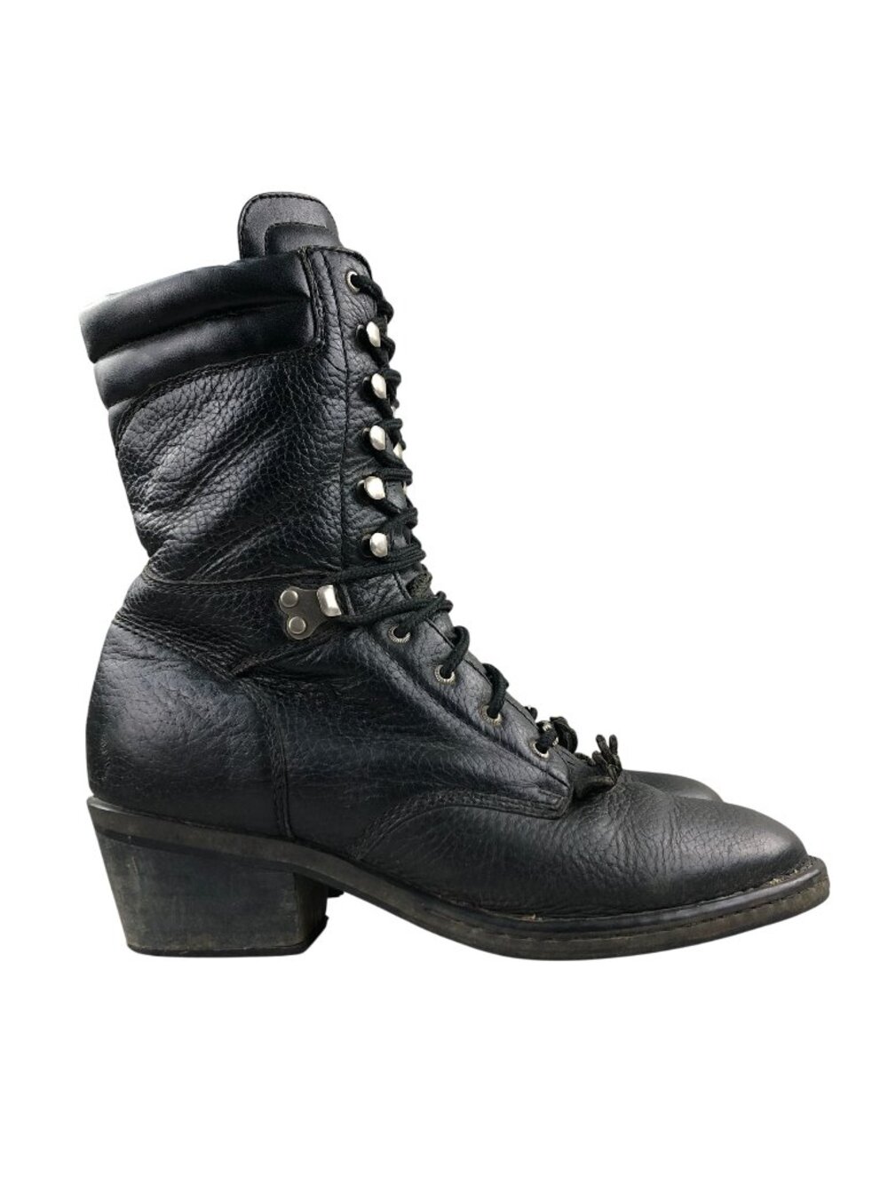 Double-H Women's Size 9M Artesia Opanka Packer Black Leather 1086 Boots FAIR